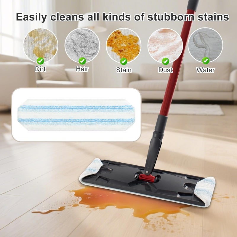 GFRED Mop Pads Replacements Compatible with O Cedar H2prO Flat Mop System Microfiber Mop Replacement Heads for O-Cedar/Vileda H2prO Flat Floor Mop, Washable & Reusable Pad Refills for Deep Cleaning, 4 Pack - Image 4